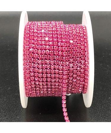 Towenm 1 Roll 10 Yards Rhinestone Chain - 2mm Crystal Claw Cup Chain Trim - Sew on Crystal Rhinestone Chain Roll - Rose SS6 / 2mm - Buy Online on SooperMarket.com