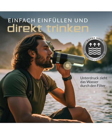 Bergkvist Outdoor Water Filter Bottle - 500ml Fj llklar | Ahlstrom Clean Drinking Water for Camping Hiking & Survival Adventures - Black - Buy Online on SooperMarket.com