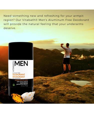 Vitabath Men's Amber Woodland Deodorant | Aluminum-Free All-Day Freshness & Moisturizing Hemp Oil | Cruelty-Free 2.5 oz - Buy Online on SooperMarket.com