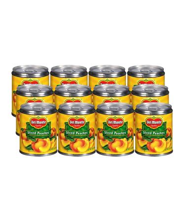 Del Monte Canned Sliced Peaches in Heavy Syrup, Yellow Cling, 8.5 Oz, Pack of 12 Large Cling in Syrup, 12 Pack