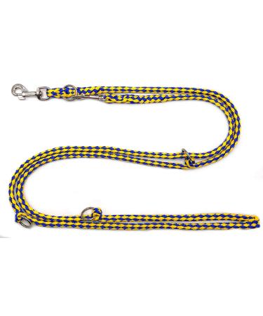 Dog leash double leash training leash for medium dogs up to 45 kg over 39 colors very stable (2.80 m Rems) 2.80 m blue-yellow