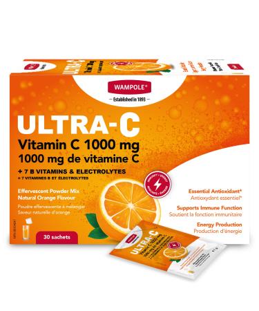 Wampole Ultra-C 1000 mg of Vitamin C + B Vitamins & Electrolytes Effervescent Powder Mix Immunity Energy and Hydration (1 Pack)