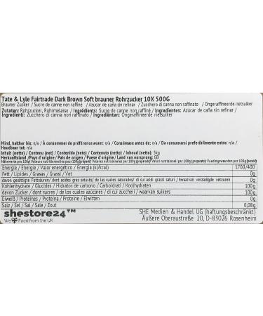 Tate & Lyle Fairtrade Dark Brown Cane Sugar 10X 500G Buy Online at Shestore24 | International Shipping Available - Buy Online on SooperMarket.com