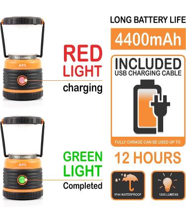 Rechargeable LED Camping Lantern | 1800LM, 4 Light Modes, 4400mAh Power Bank | Waterproof Lantern Flashlight for Emergency, Power Outages | USB Cable Included - Buy Online on SooperMarket.com