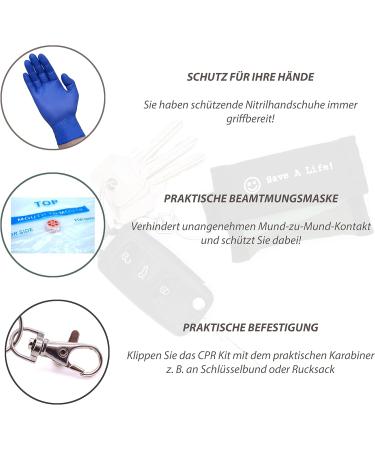 mantuuu CPR Ventilation Mask Set of 2 | Essential First Aid Kit with Disposable Gloves & Key Ring Carabiner - International Shipping Available - Buy Online on SooperMarket.com