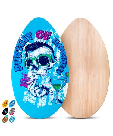 TCXDG Skipper Skimboard 35&41 Inch Wooden Beginners Skim Board for Kids Adults Streamline Shape Easy Grip Sand Board for Beach from Six Appearance 41-Blue skeleton
