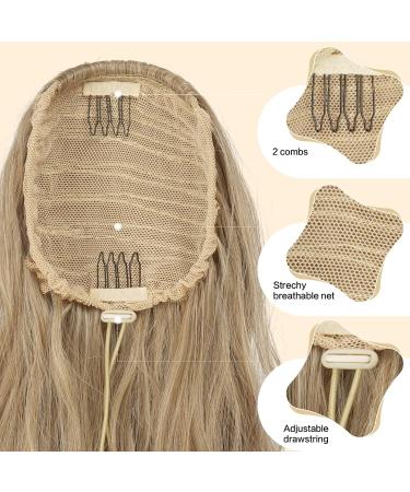 FESHFEN Blonde & Ash Blonde Mixed Curly Wavy Drawstring Ponytail Extension 18 inch - Synthetic Hairpiece for Women - Buy Online on SooperMarket.com