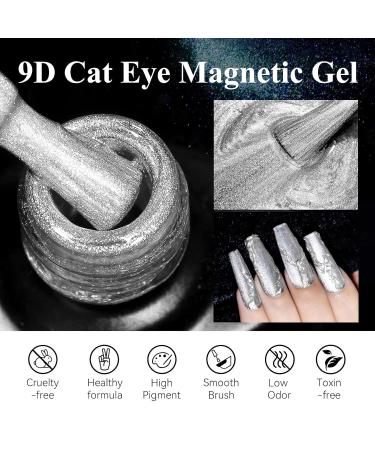 Buy MIZHSE 9D Cat Eye Gel Nail Polish - Silver Magnetic Gel for Stunning Holographic Galaxy Effect | Soak Off Nail Art for DIY Manicure at Home - Buy Online on SooperMarket.com