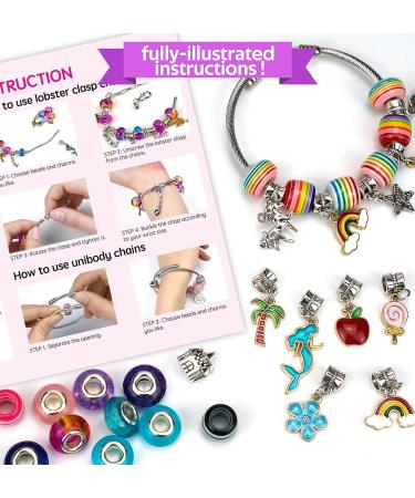 Charm Bracelet Making Kit - 150 Pcs Jewelry Supplies with European Beads, Charms, Snake Chains - Unicorn Gifts Set for Teen Girls and Kids 5-12 - Buy Online on SooperMarket.com