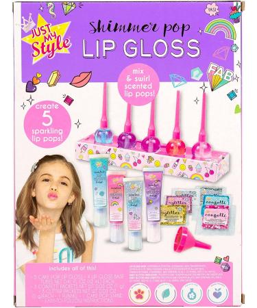Just My Style Shimmer Pop Lip Gloss DIY Kit - Create 5 Lollipop-Shaped Glosses with Funnel, Containers, Base, Glitter & More - Buy Online on SooperMarket.com
