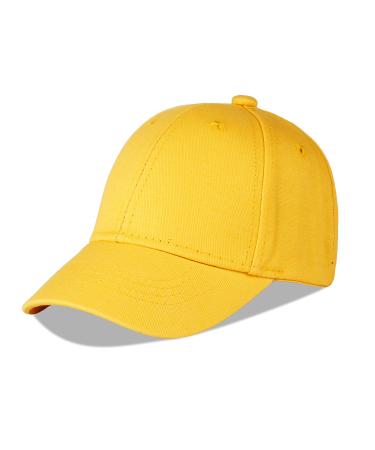 LANGZHEN 100% Cotton Outdoor Children's Kids Plain Baseball Cap Hat Adjustable Sun Hat for Girls Boys 1-2 Years Yellow