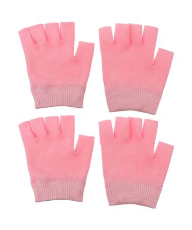 Beaupretty 2 pair of gel gloves Moisturizing gloves Half finger glove Hand-cracked gloves Lotion spa glove dry hands dive Miss leather gloves pink