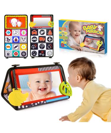 groboma Baby Mirror Foldable Children's Mirror with Teething Ring Designed for Tummy Time - Baby Toys & Gifts elephant
