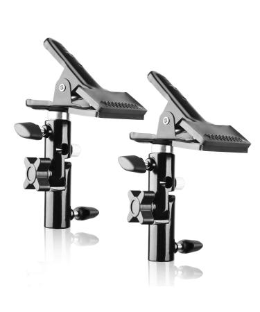 EMART Photography Reflector Holder for Light Stand Photo Video Studio Heavy Duty Metal Clamp Holder Light Stand Clip Mount with Umbrella Hole for Lighting Reflector Diffuser - 2 Pack