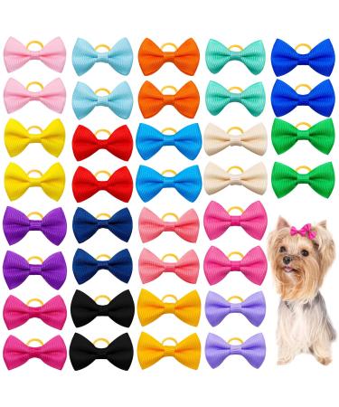 Suxgumoe Dog Hair Bows 36Pcs Mixed Colors Dog Hair Bows with Elastic Rubber Bands Cute Dog Grooming Bows Puppy Hair Accessories for Long Hair Pet Dogs Cats