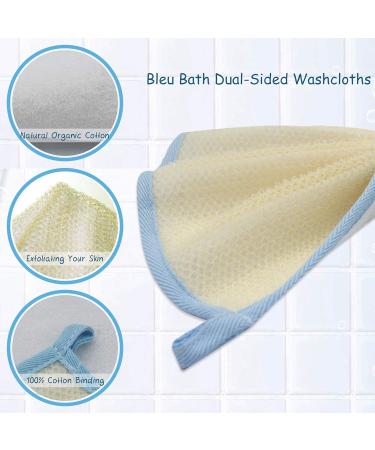 Bleu Bath 6-Pack Dual-Sided Exfoliating Skin Towel - Premium Sturdy Loofah Towel for Oil or Dry Skin - White Terry Body Cloth Scrubber - Buy Online on SooperMarket.com