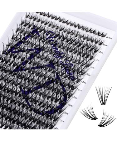 Individual Lashes 300PCS Cluster Lashes Extension CC Curl 30D 0.07mm 8-16mm Mixed Lash Clusters Wide Stem Individual Eyelashes Clusters DIY Eyelashes Extensions at Home(Cluster-30D-0.07-CC-MIX8-16) RR-8-16mm Cluster Lashes-30D-0.07-CC