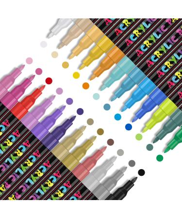 IVSUN 24 Colors Premium Extra Fine Point Acrylic Paint Marker Pens for Wood  Canvas  Stone  Rock Painting  Glass  Ceramic Surfaces  DIY Crafts Making Art Supplies 24 PCS(0.7mm)
