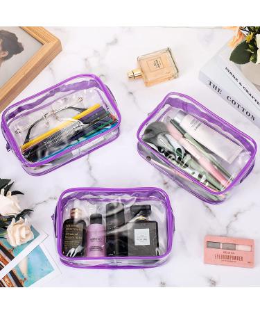 12-Piece Clear PVC Zippered Cosmetics Bag Set - Waterproof Toiletry Carry Pouch for Makeup - Purple Medium - Buy Online on SooperMarket.com