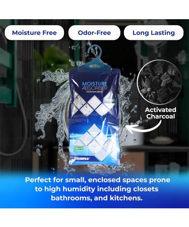 Hanging Moisture Absorber Activated Charcoal 10.6 oz - 20 Pack | Dehumidifier Bags for Bathroom Closet & Kitchen | Eliminates Humidity & Odors | Unscented Moisture Control - Buy Online on SooperMarket.com