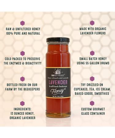 HONEY FEAST Organic Lavender Honey 12oz | Gourmet Flavored Honey for Tea, Cooking & Baking | Florida Beekeeper-Bottled - Buy Online on SooperMarket.com