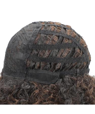 XIUFAXIRUSI Short Curly Afro Wig for Black Women - Brown Kinky Curly Synthetic Hair with Side Bangs - Buy Online on SooperMarket.com