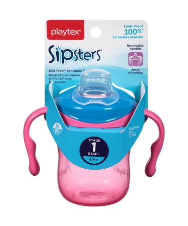 Playtex Sipsters Stage 1 Spill-Proof  Leak-Proof  Break-Proof Soft Spout Sippy Cup - 6 ounce - 1 Count (Color May Vary) 1 Pack Soft Spout Sippy Cup