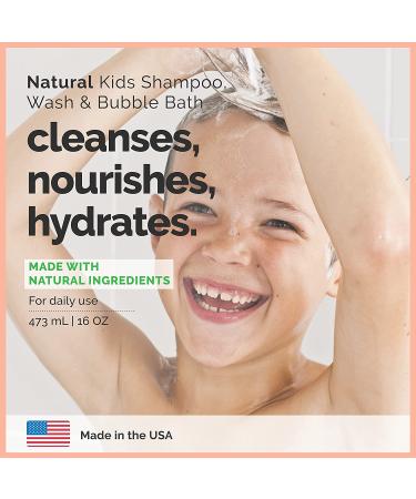 Kids 3-in-1 Shampoo Body Wash Bubble Bath - Made in USA, Sweet Orange Vanilla, Paraben & Sulfate Free - 16 Fl Oz - Buy Online on SooperMarket.com