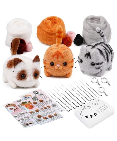 Needle Felting Kits  Needle Felting Starter Kit with Instructions  Needle Felting Pad  Felting Wool  Felting Needles  Keychain and Split Ring etc. for Needle Felting Craft Project and DIY Handmade Ragdoll Cat & Garfield ...
