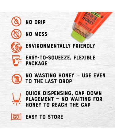 Nature Nate's 100% Pure Organic Raw Honey - 32 oz No-Drip Squeeze Pouches | USDA Certified, No Additives - Buy Online on SooperMarket.com