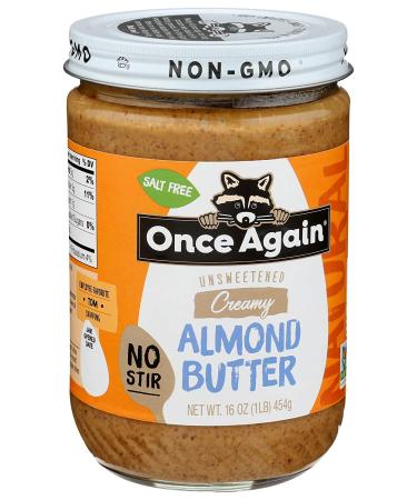 Once Again Almond Butter No Stir - Creamy, 16 oz | Healthy Natural Nut Spread - Buy Online on SooperMarket.com