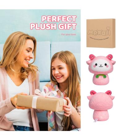 Mewaii 8'' Soft Pink Sheep Mushroom Pillow - Cuddly White Cow Plush Toy for Kids - Buy Online on SooperMarket.com