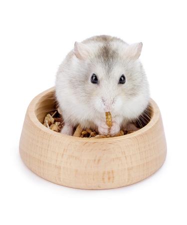 Niteangel Wooden Hamster Feeding Bowl - Small Animal Food Dish for Dwarf Syrian Hamsters Gerbils Mice Degus or Other Similar-Sized Small Pets (Hammy Pattern for Dwarf) Beige Hammy Pattern For Dwarf