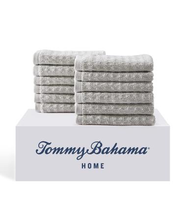 Tommy Bahama- Washcloth Set  Highly Absorbent Cotton Bathroom Decor  Low Linting & Fade Resistant (Northern Pacific Grey  12 Piece) Northern Pacific Pelican Grey Washcloths (12-Piece)