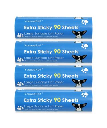 YabeePet 4-Pack Lint Roller Refills - 16cm Width 90 Sheets Per Roll (360 Sheets Total) 4 Refill Packs