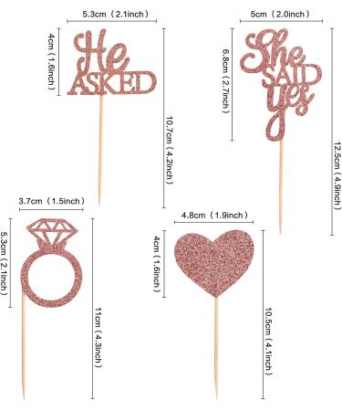Unimall 48PC Rose Gold Glitter Cupcake Toppers | Diamond Ring & Heart Cake Picks for Weddings Engagements & Bachelorette Parties - Multi-Color Decorations - Buy Online on SooperMarket.com