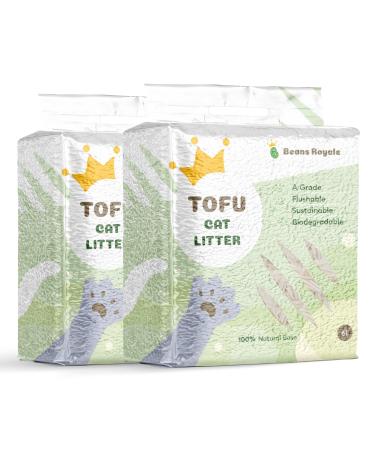 Beans Royale 2pcs Pack (6L x 2) Tofu Cat Litter Clumping Kitty Litter Flushable Dust Free Odor Control Low Tracking Vanilla