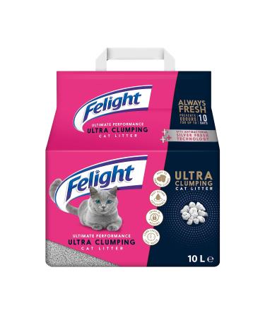 Felight Ultra Clumping Cat Litter (10L Bag) - Fast-Acting Absorbency Easy to Clean Prevents Odours for up to 10 Days Made in the UK 10 Litre Ultra Clumping