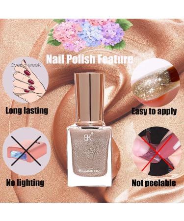 Glitter Nail Polish - Champagne Gold Nail Varnish Quick Dry Nail Polish Long Lasting Glitter Nail Varnish Gel No Need Baking Nail Polishes for Women Girls DIY Home Manicure Polish Nails (11ML) - Buy Online on SooperMarket.com