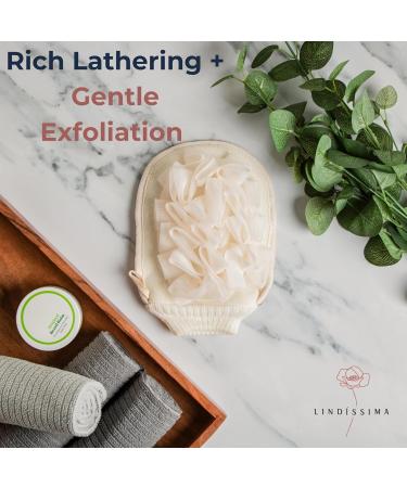 LINDISSIMA Exfoliating Mitt Double-Sided Body Scrubber - UK Brand for Gentle Skin Exfoliation & Cleaning - Buy Online on SooperMarket.com