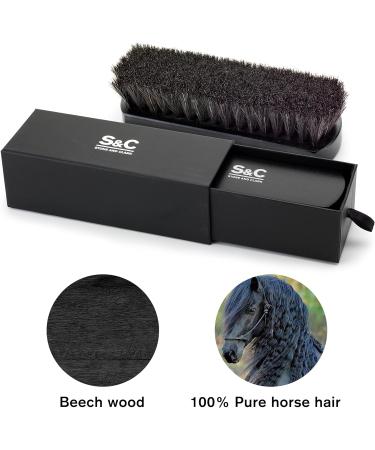 Stone and Clark Premium Black Horsehair Shoe Brush - 100% Horse Hair Bristles, Beech Wood Handle - Shoe Polish Perfection - Buy Online on SooperMarket.com
