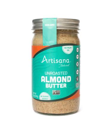Natural Almond Butter by Artisana, 14oz | Unroasted Almonds, No Sugar Added, Whole30 Compliant, Non-GMO, Paleo