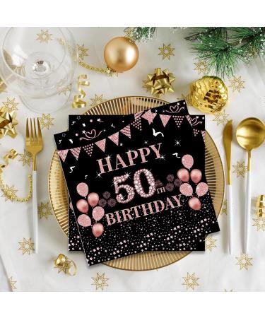 40 Ros gold Napkin Set | 50th Birthday Party Paper Napkins 33x33cm | Perfect for Stylish Celebrations - Buy Online on SooperMarket.com