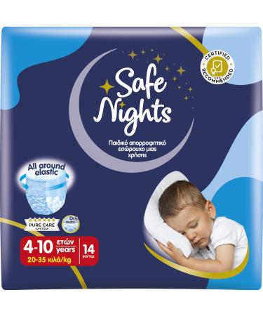 Babylino Safe Nights Boy absorbent night pants for babies 4-10 years (20-35 kg) 14 units Boy Taglia M (Pack of 14)