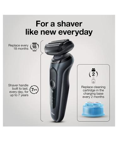 Braun Series 6 6075cc Electric Foil Shaver for Men | Wet & Dry Shave with Beard Trimmer | Clean & Charge SmartCare Center | Rechargeable Waterproof Razor in Black - Includes Leather Travel Case - Buy Online on SooperMarket.com