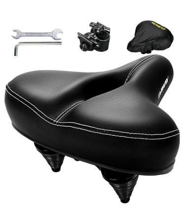 DAWAY C30 Comfortable Oversized Bike Seat - Compatible with Peloton, Exercise, Mountain or Road Bikes, Extra Wide Bicycle Saddle Replacement with Memory Foam Cushion for Men Women Comfort Outdoor (Steel Springs)