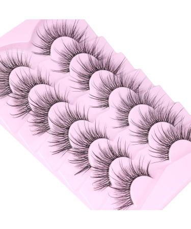 Geeneiya Wispy 3D Mink Lashes - Clear Band Cat Eye Look | Fluffy Reusable False Eyelashes | 7 Pairs I-Fairy Cross - Buy Online on SooperMarket.com