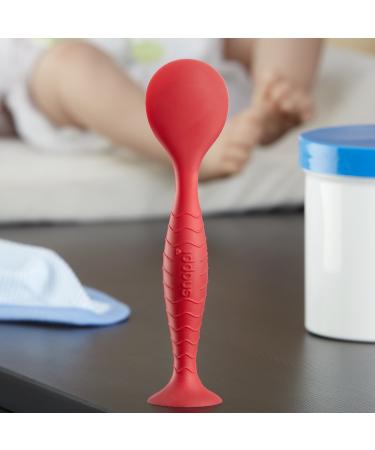 Ergo Brush Diaper Cream Applicator for a Baby Bum | Medical-Grade Silicone Diaper Rash Cream Bottom Brush Keeps Hands/Fingernails Clean (Cardinal Red)