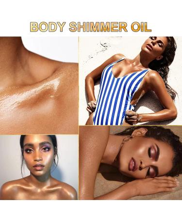 Body Shimmer Oil 100ml | Long Lasting Moisturizing Luminizer & Waterproof Highlighter - Bronze Gold Glow - Buy Online on SooperMarket.com