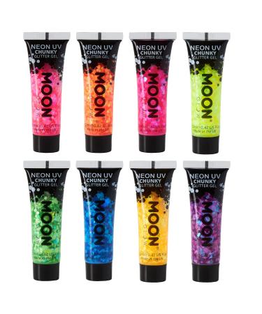 Moon Glow - Neon UV Face & Body Chunky Glitter Gel - 12ml (Set of 8)